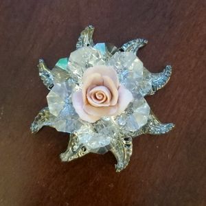 Small Porcelain and Crystal Rose